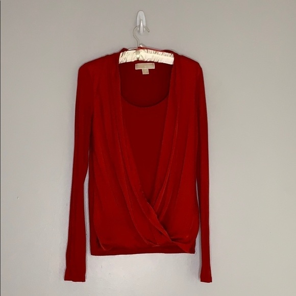 Michael Kors Red Drape Front long sleeve Women’s Blouse XS - Picture 1 of 8